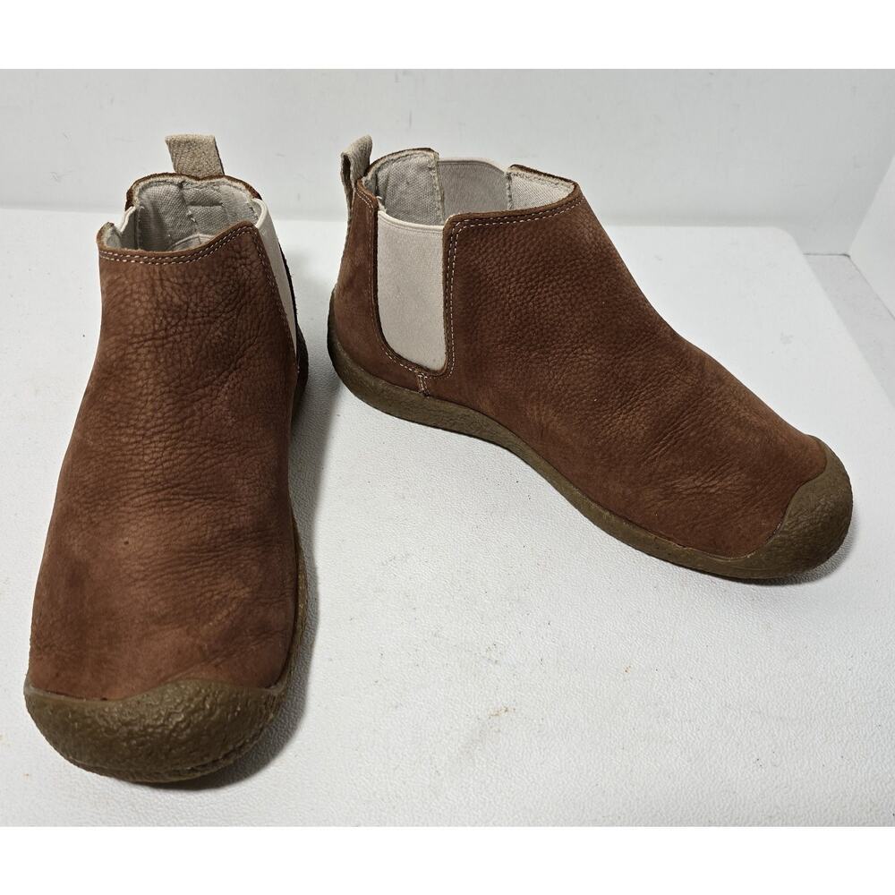 KEEN Women's Mosey Chelsea Leather Boots Shoes - Tortoise/Birch Brown Sz 8.5